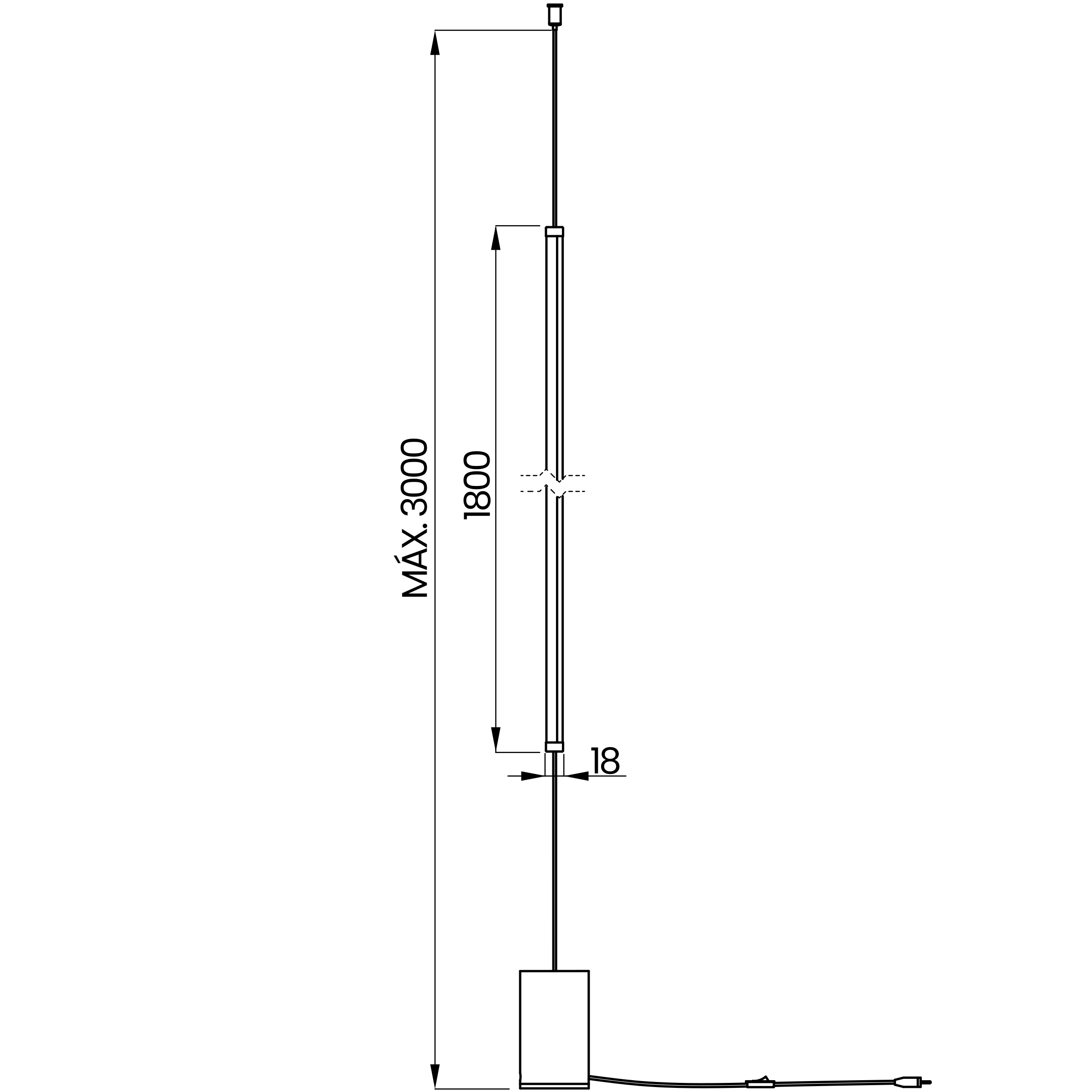 Desenho técnico cotado do pendente, da Usina Design