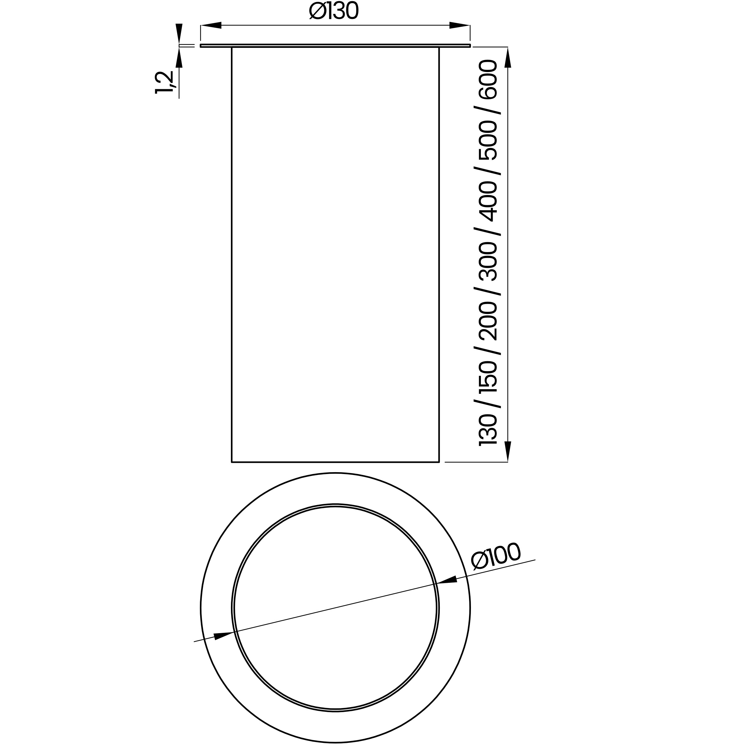 Desenho técnico cotado do plafon, da Usina Design