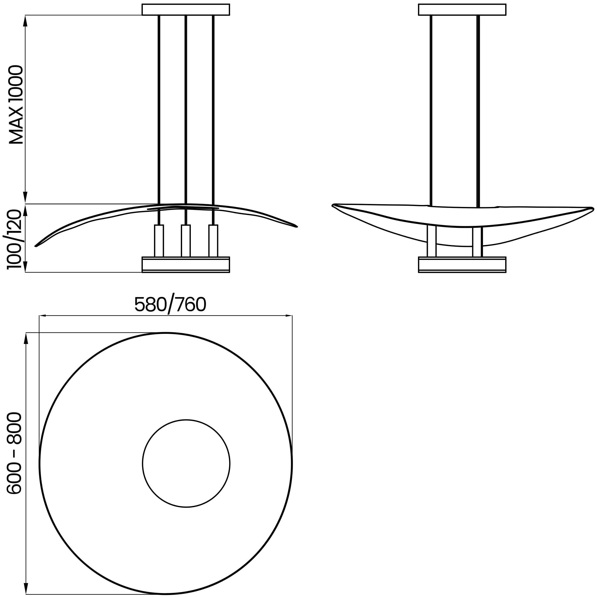 Desenho técnico cotado do pendente, da Usina Design