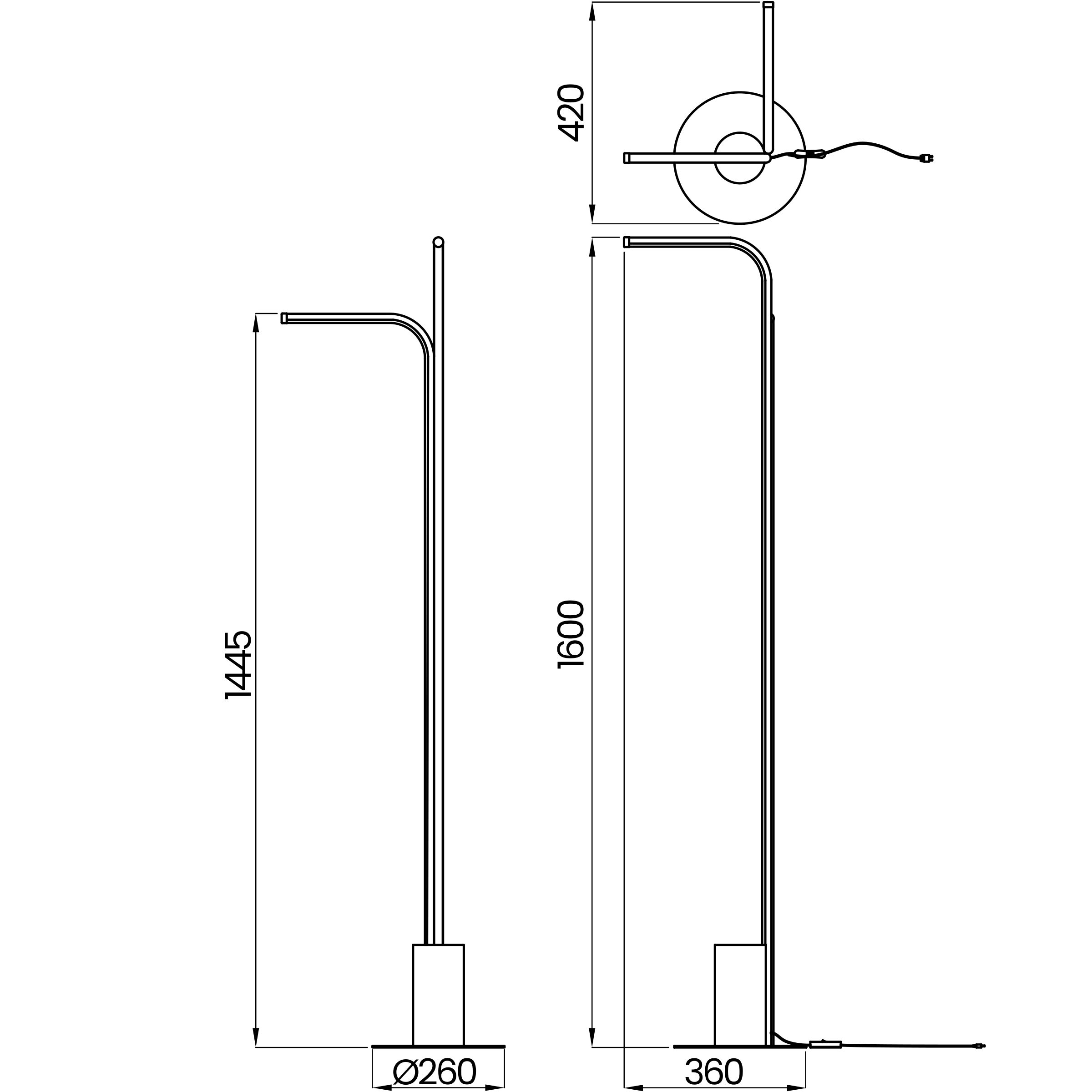 Desenho técnico cotado da coluna, da Usina Design