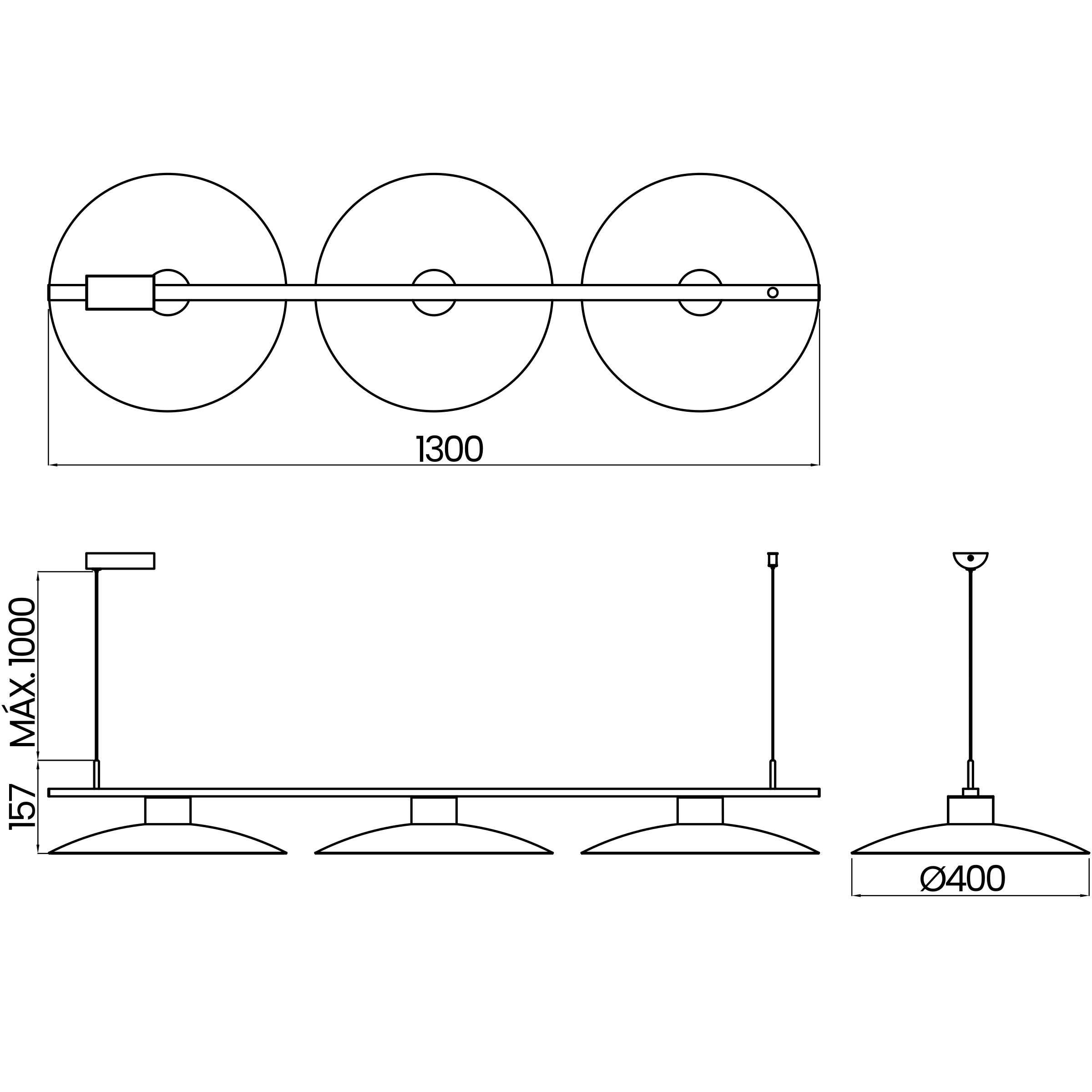 Desenho técnico cotado do pendente, da Usina Design